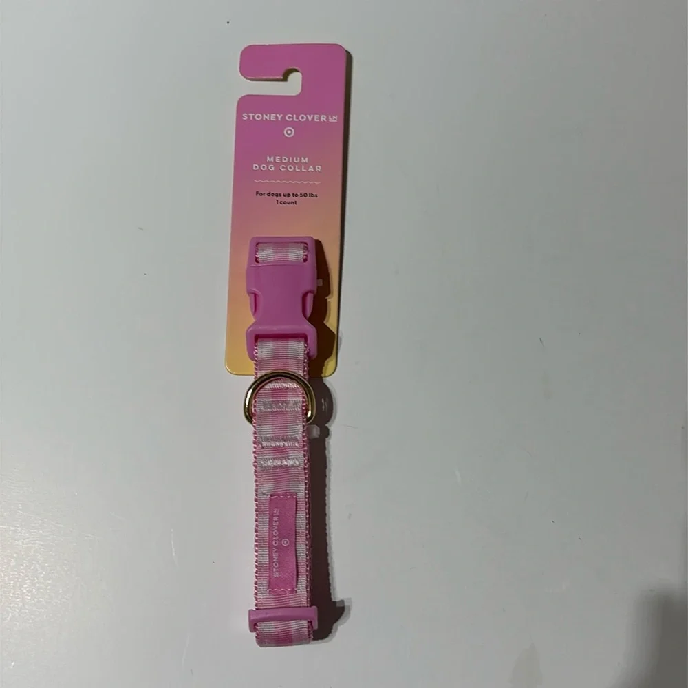 Stoney Clover Lane LIMITED EDITION Medium Pink Gingham Dog Collar